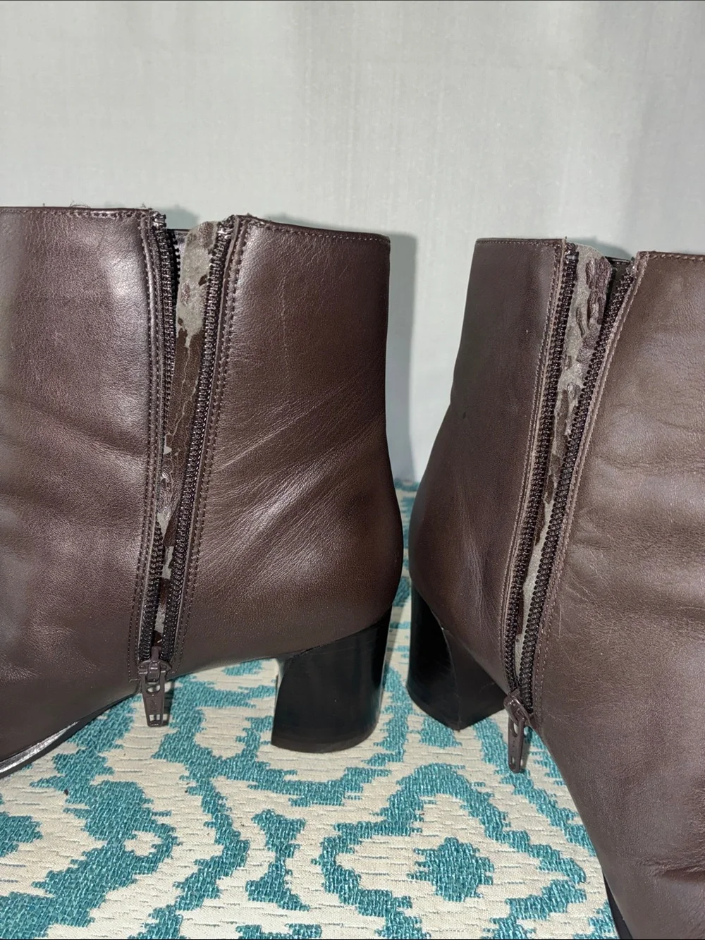 Laura Scott Vintage Brown Leather Women’s Ankle Booties with Side Zip Sz 7 1/2